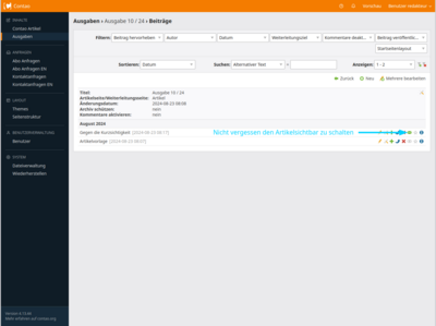 19 - Artikel sichtbar schalten