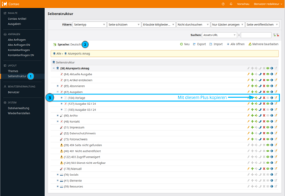 1 - Vorlage kopieren im Seitenbaum
