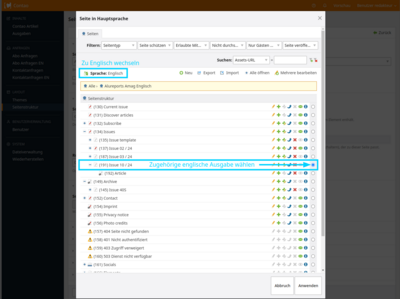 10 - Englische Ausgabe wählen